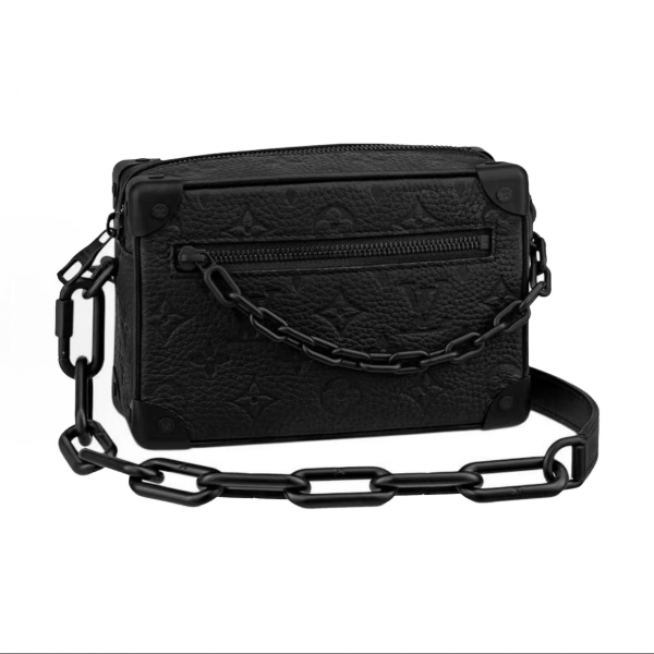 Louis Vuitton SOFT TRUNK Old flower embossing cowhide Black square boxN55702