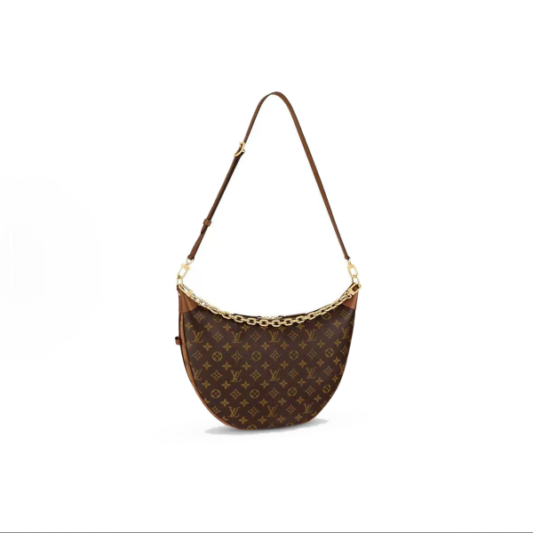 Louis Vuitton Loop HOBO Classic old flower full print logo Logo chain Moon bag large sizeM46311